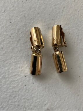 Givenchy Gold Tone Dangle Clip-On Cylinder Earrings